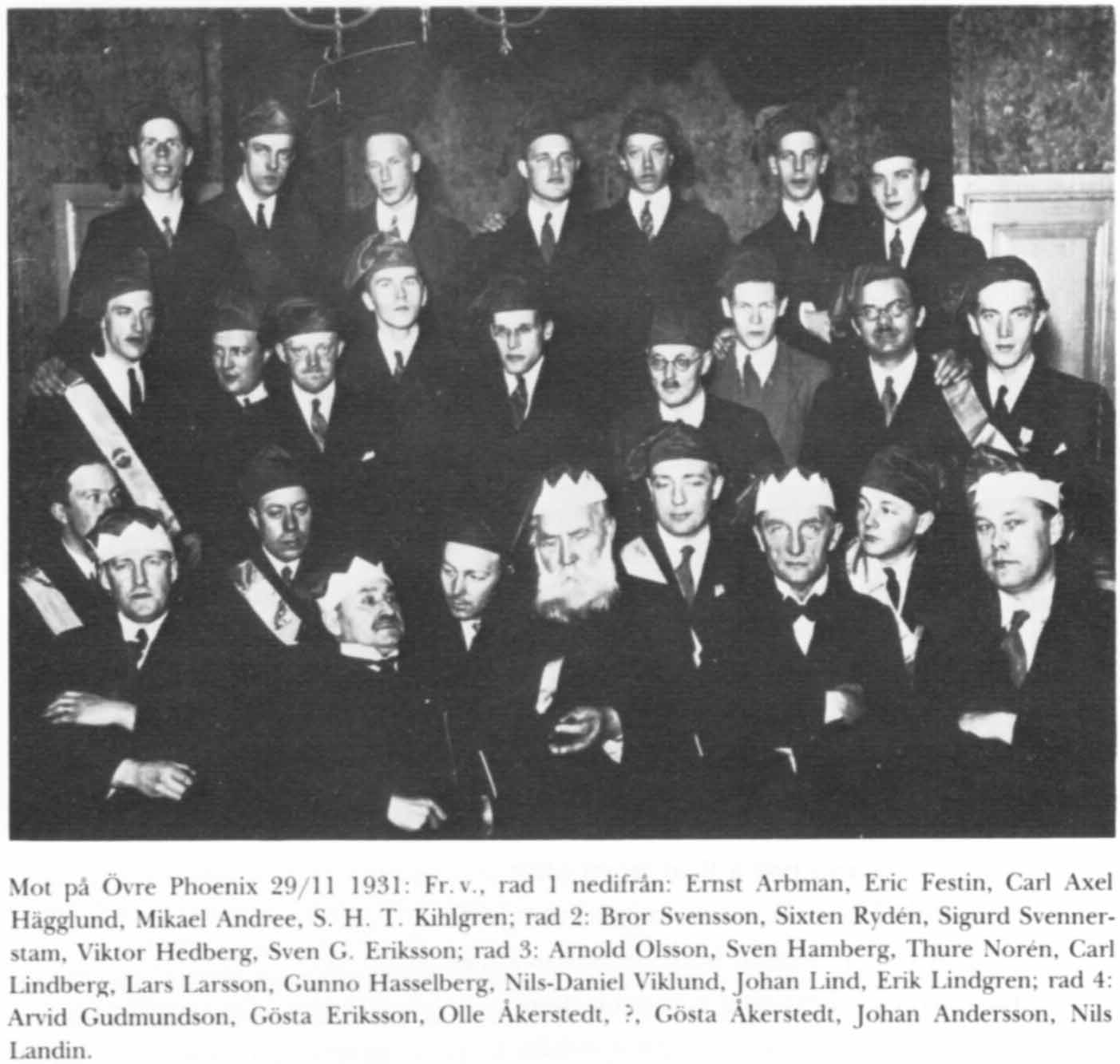 Gruppfoto vid Motet � restaurang Phoenix den 29/11 1931. Bild 2