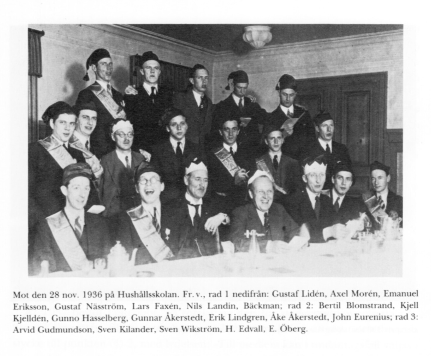 Gruppfoto vid Motet  Hushllsskolan den 28/11 1936